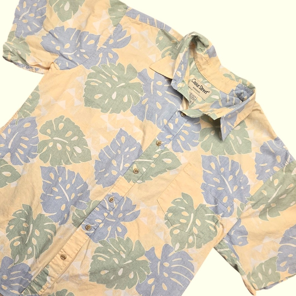 Cooke Street Honolulu Mens XL Cotton Monstera Leaf Tropical Hawaiian Shirt